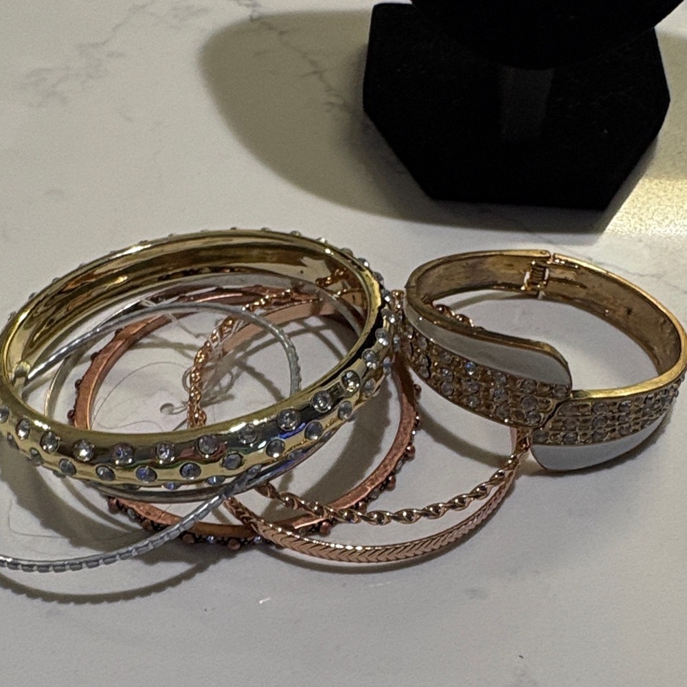 Gold and Silver Bangle Set - Picture 3 of 5